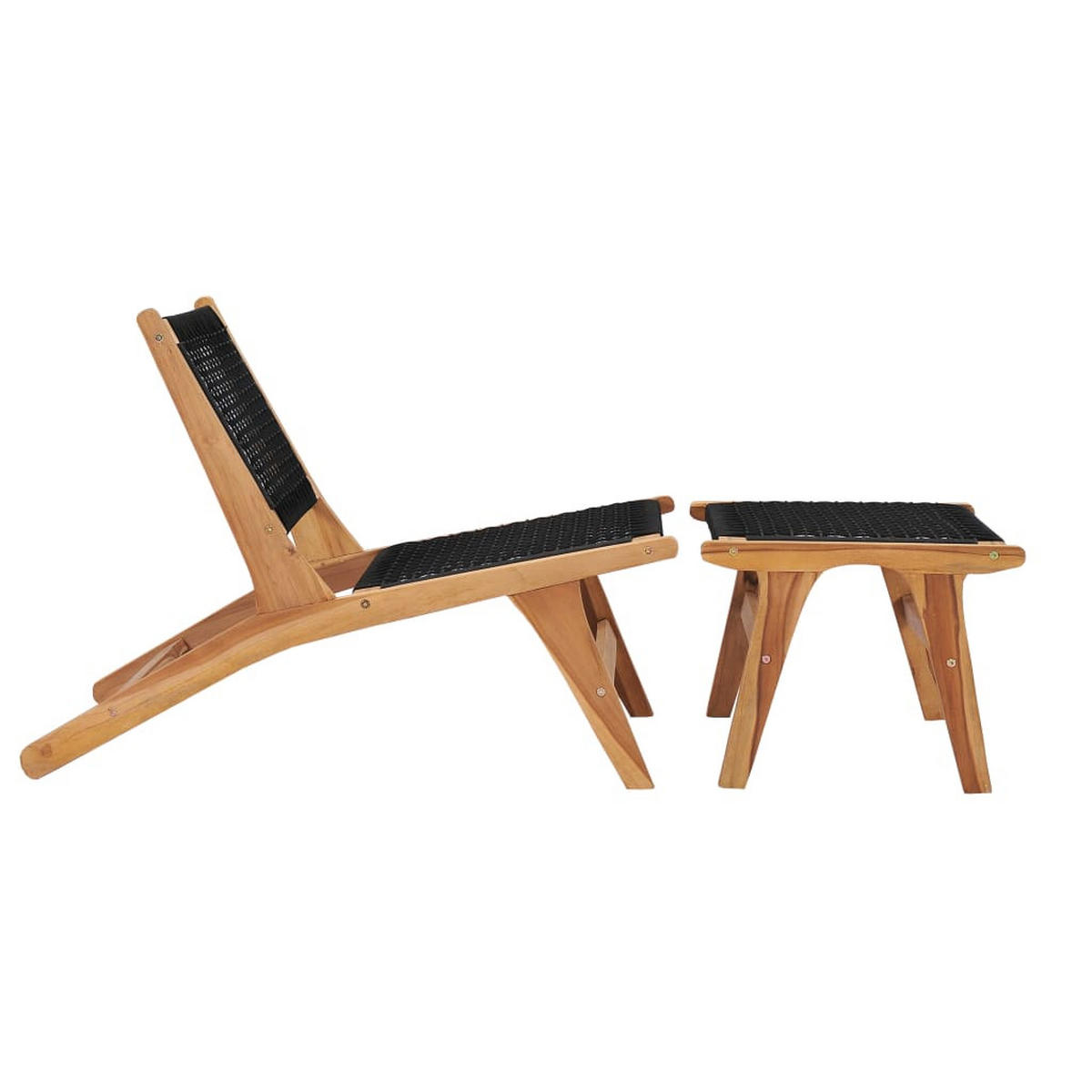 SONNENLIEGE mit Fußablage Massivholz Teak und Seil - Braun, Holz (60/65/89.5cm) - furnicato