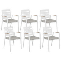 GARTENSTUHL 6er-Set Metall Grau Taviano - Hellbraun/Weiß, Metall (54/86/58cm) - Beliani