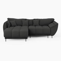 ECKSOFA LEGRO Links Dunkelgrau Bouclé-Stoff L-Form Couch mit Schlaffunktion & Bettkasten - Dunkelgrau/Schwarz, Holz (180/285cm) - Barchello
