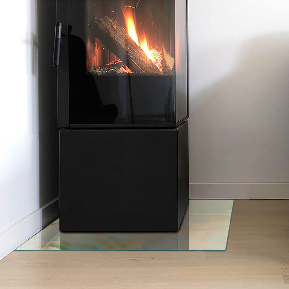 GLASPLATTE für Kamin 50 × 50 cm Türkis - Türkis, Glas (50/50/0.4cm) - ArtPrintCave