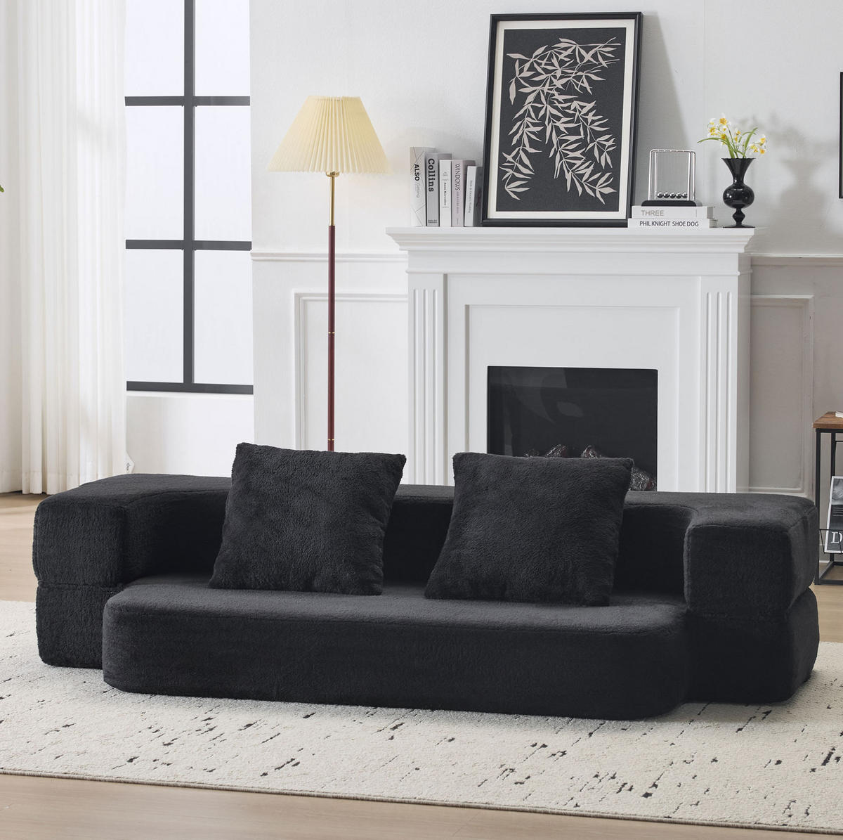 SCHLAFSOFA aus Schaumstoff Schwarz wandelbar als 2-in-1 Sofa und Schlafsofa mit Federkern und Kissen - Schwarz, Kunststoff (190/48/52cm) - Modfu