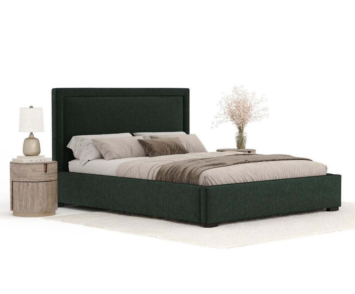 POLSTERBETT Ordina Dunkelgrün 160/200 cm im Chenille-Stoff - Dunkelgrün/Schwarz, Holz/Holzwerkstoff (160/200cm) - Maison de Reve