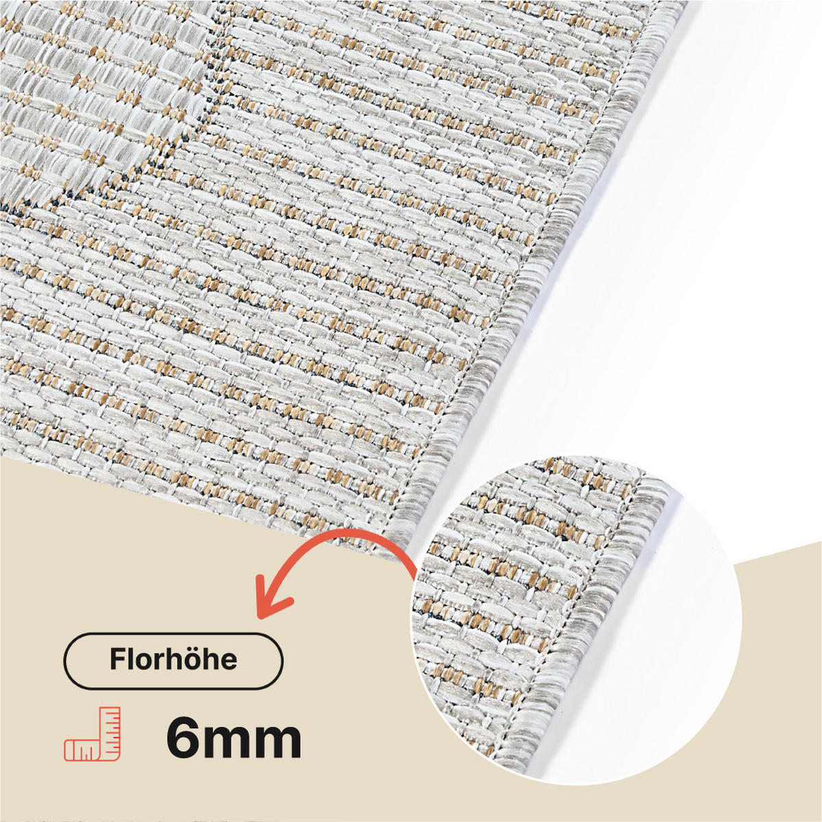 TEPPICH YUCANA Grau Outdoor Flachgewebe 120/170 cm - Grau, Textil (120/170cm) - Tapiso