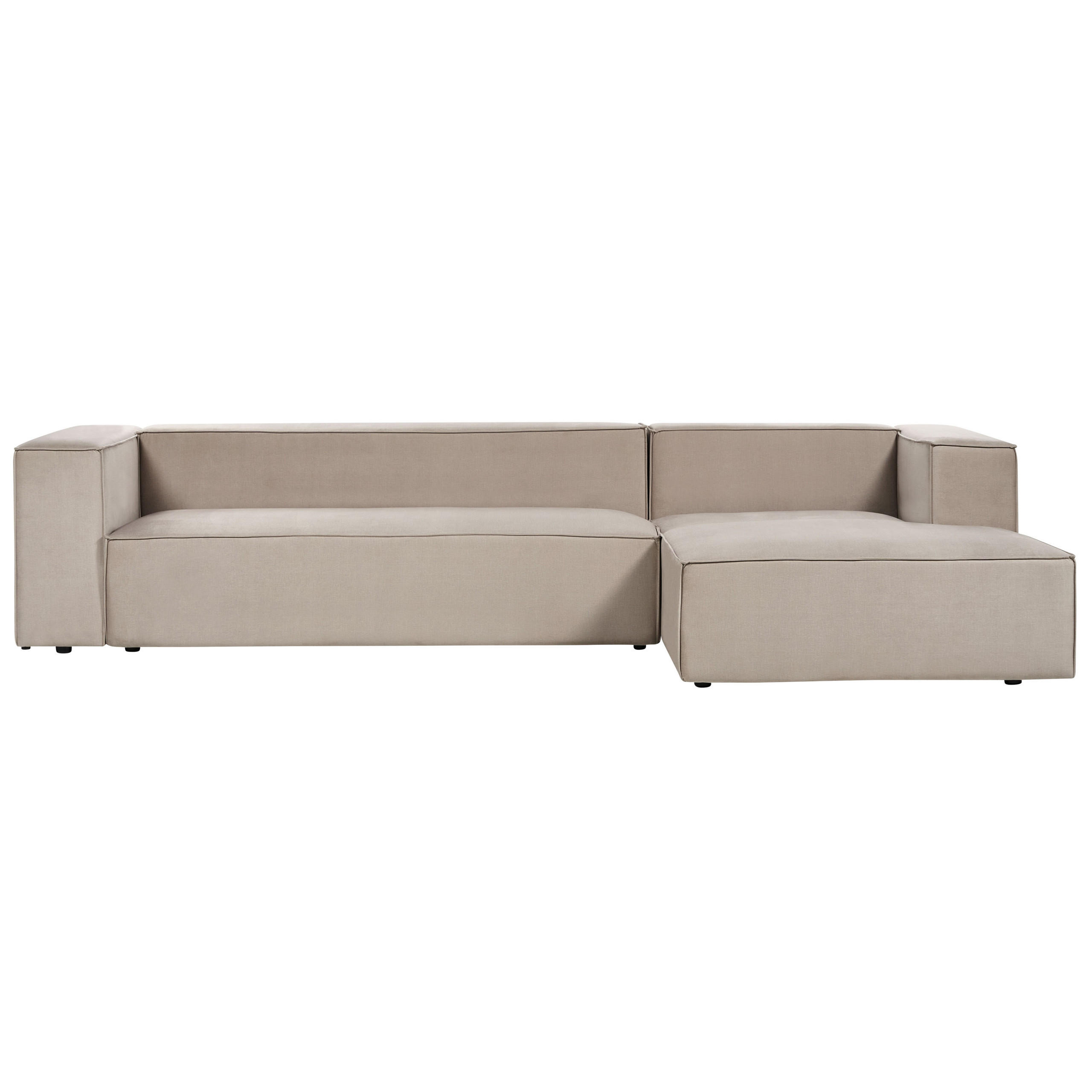 3-SITZER-ECKSOFA Samtstoff taupe rechtsseitig Vernon - Taupe, Textil (330/178cm) - Beliani
