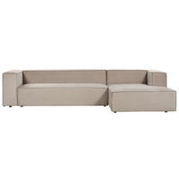 3-SITZER-ECKSOFA Samtstoff taupe rechtsseitig Vernon - Taupe, Textil (330/178cm) - Beliani