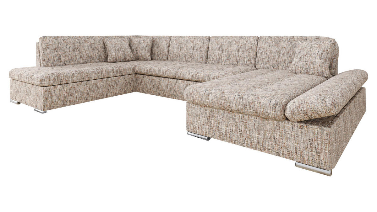 ECKSOFA Bergen Premium, Seite: Rechts - Silberfarben/Cappuccino, Holz/Textil (345/76/205cm) - MIRJAN24