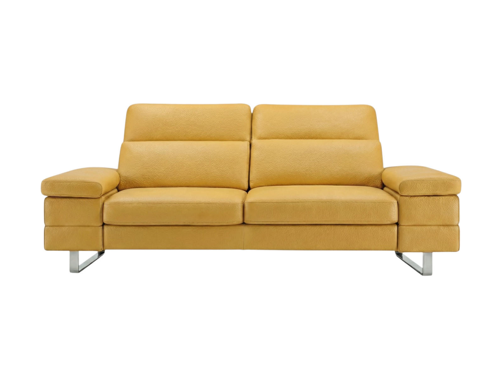 3-SITZER Sofa Virage Echtleder Senfgelb - Gelb, Leder/Metall (212/75/109cm)