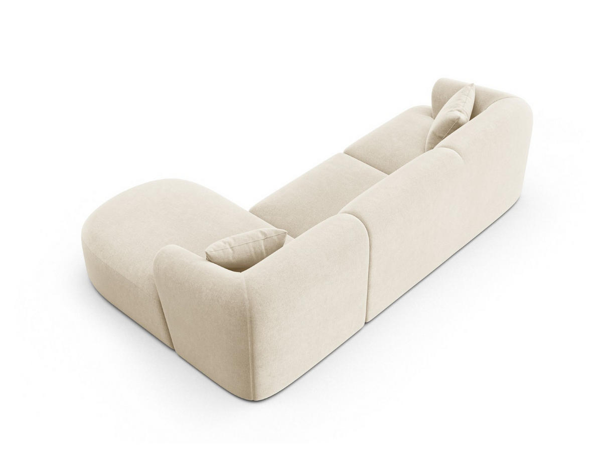 MODULARES-ECKSOFA rechts Campi aus Samt leichtes beige 4 Sitzplätze - Creme, Textil (156/256cm) - Cosmopolitan Design