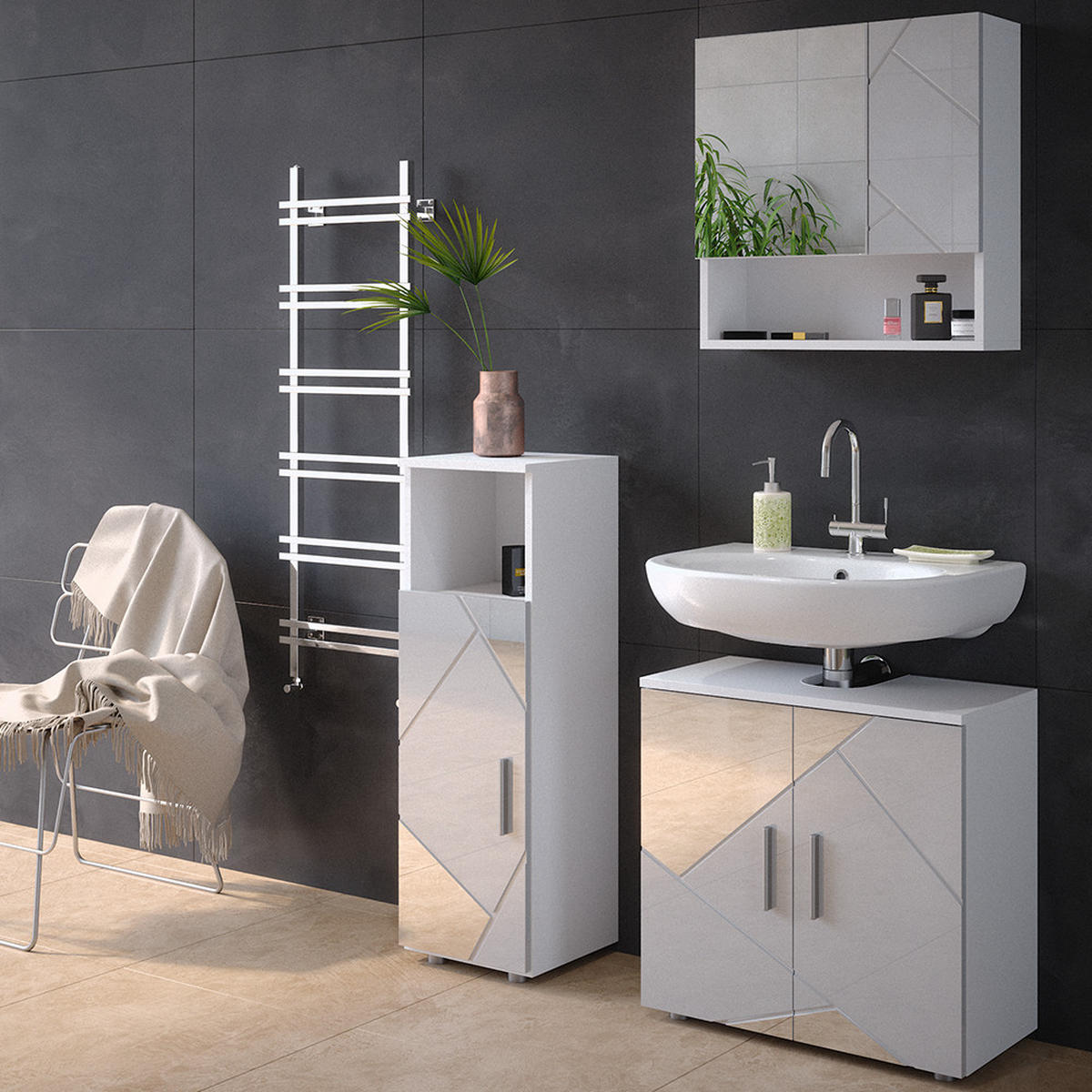 MIDISCHRANK Irma Weiß Hochglanz 30 x 95 cm - Weiß Hochglanz, Holzwerkstoff (30/95/30cm) - Vicco