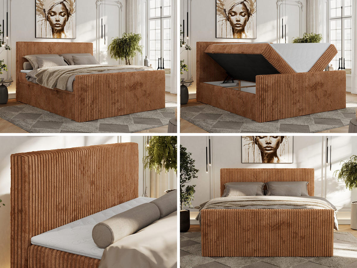 BOXBETT TILIANO DUO 140/200 - Orange Cord - H3 - Orange, Textil (140/200cm) - MKS