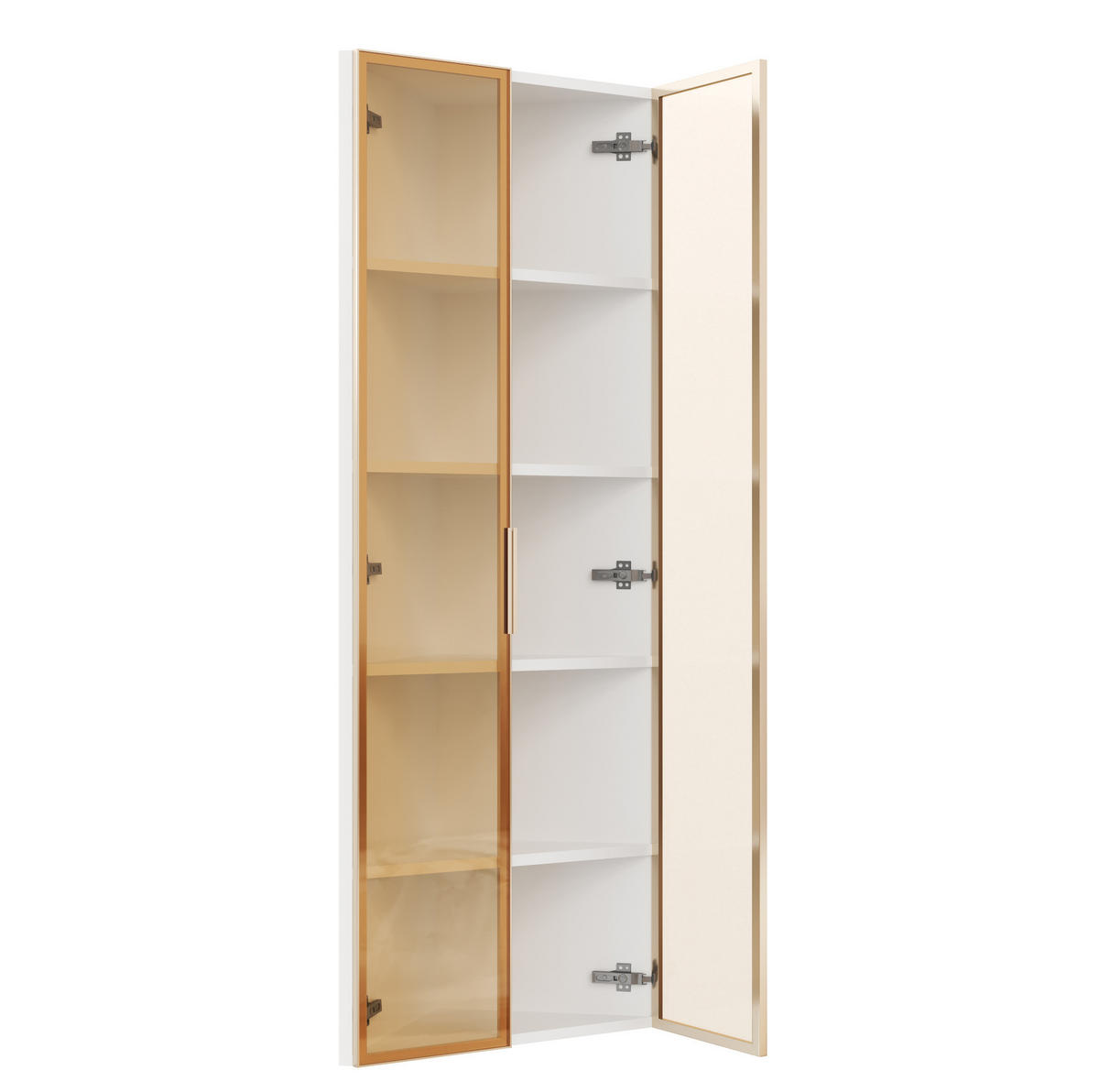 ROHOVÁ vitrína z MDF 62x35x160 cm bílá s LED osvětlením, tichým dovíráním a bezpečnostním sklem - bílá, kompozitní dřevo (62/160/35cm) - Modfu