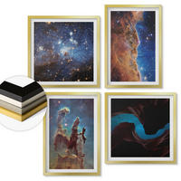 WANDBILDER 4er Set - 50x50 cm & 40x60 cm Goldrahmen - Weltraumlandschaften von Galaxien - Goldfarben, Kunststoff (50/50cm) - ArtPrintCave