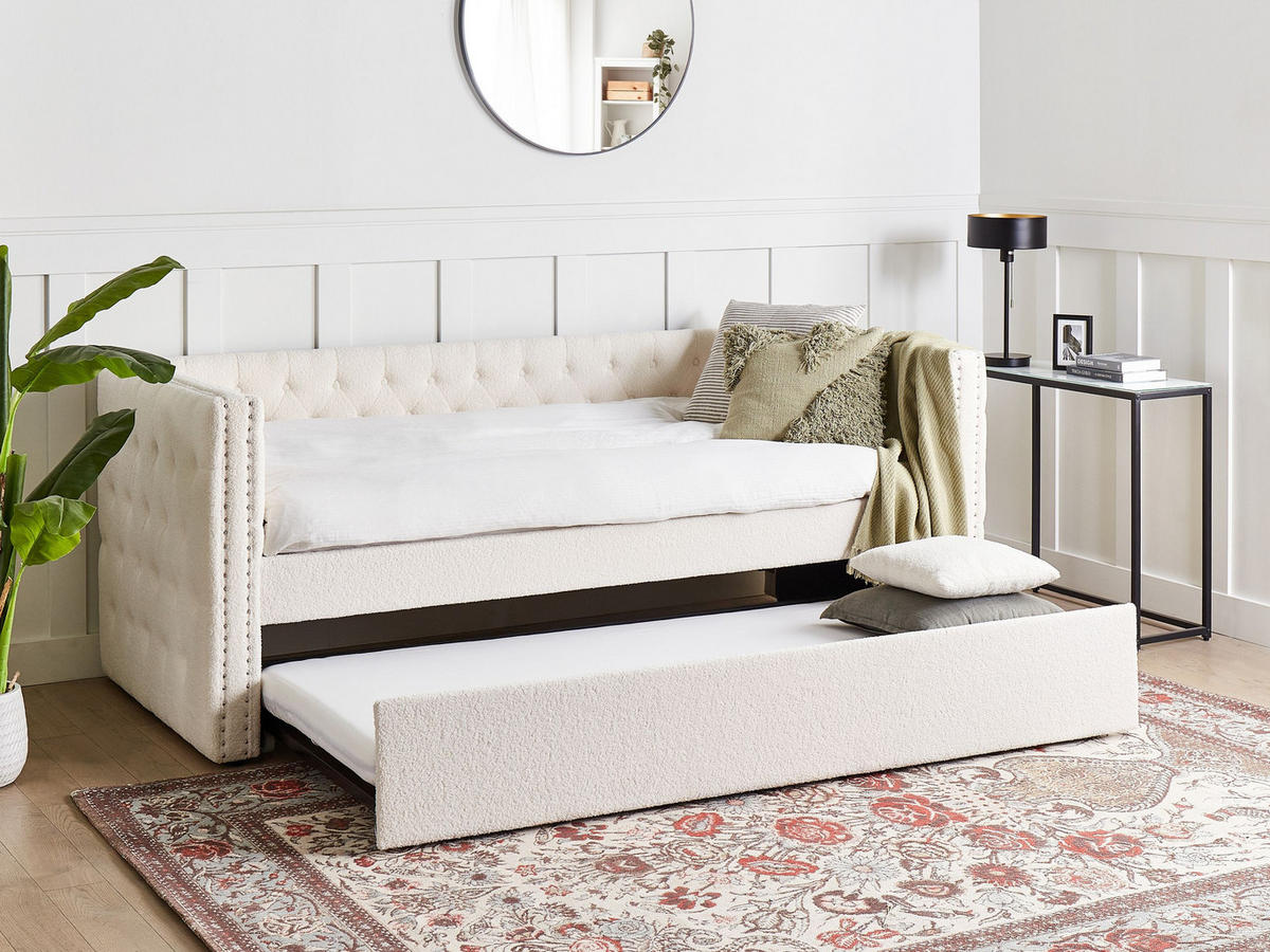 TAGESBETT Weiß 90-200 cm Gassin - Weiß, Holz/Textil (90/200cm) - Beliani