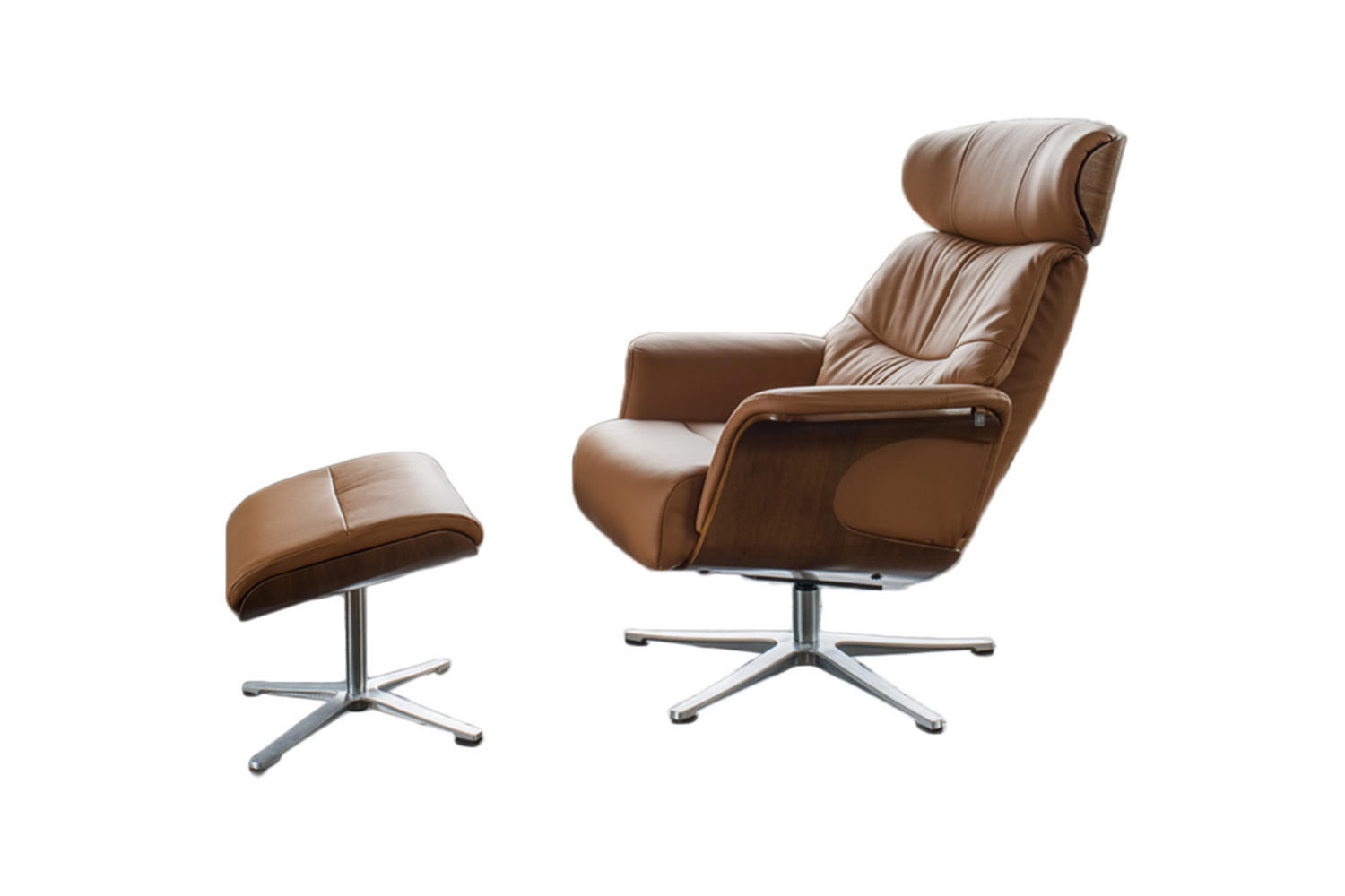RELAXSESSEL TOSAR Braun Leder Relaxfunktion - Silberfarben/Braun, Leder/Metall (83/110/89cm) - KAWOLA