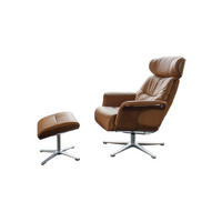 RELAXSESSEL TOSAR Braun Leder Relaxfunktion - Silberfarben/Braun, Leder/Metall (83/110/89cm) - KAWOLA