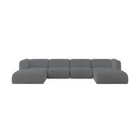WOHNLANDSCHAFT MIRA-U2 408x179x70 Dunkelgrau Cord - Dunkelgrau/Schwarz, Holzwerkstoff/Kunststoff (408/70/179cm) - ALTDECOR