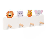 VĚŠÁK Barevný MDF borovicové dřevo 4 háčky 15x38 cm - pomerančová/různobarevná, dřevo/kompozitní dřevo (38/15/5.5cm) - Relaxdays