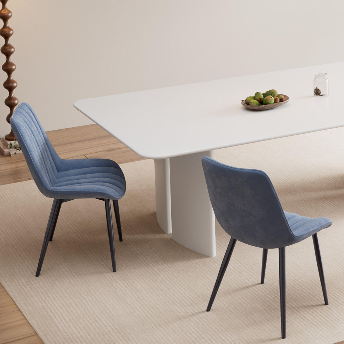 STUHL-SET 2 Stück aus Samt in Modernem Stil-YZ1 - Blau, Textil/Metall (53/88/62.5cm) - HOMAVO