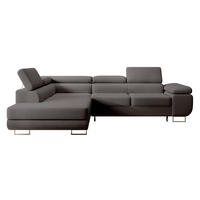 ECKSOFA Stevil Dunkelgrau Velours - Dunkelgrau/Silberfarben, Textil/Metall (275/203cm) - Selsey