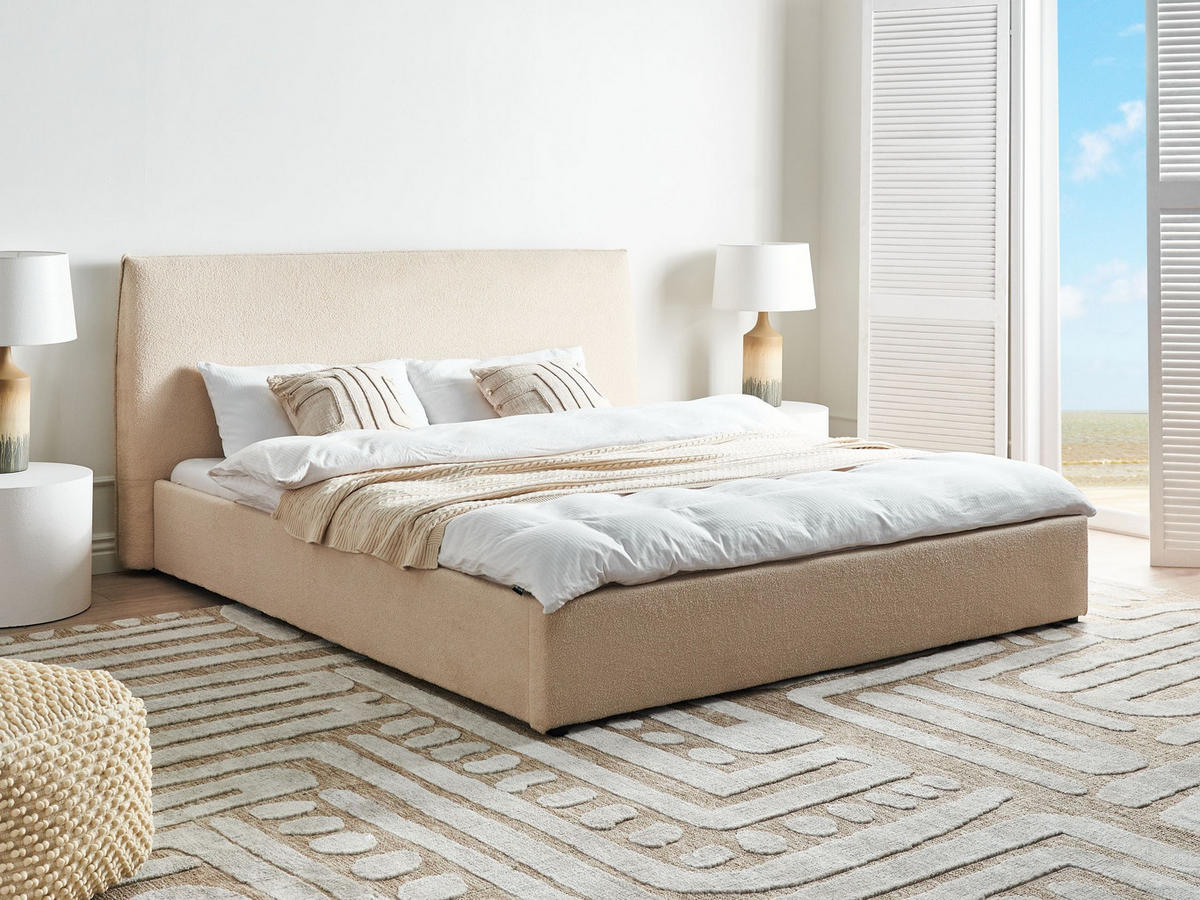 VODNA POSTELJA bouclé 180/200 cm bež Lavaur - bež, tekstil (180/200cm) - Beliani