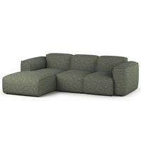 3-SITZER ECKSOFA mit Longchair - Schwarz/Grün, Kunststoff/Textil (251/173cm) - home24