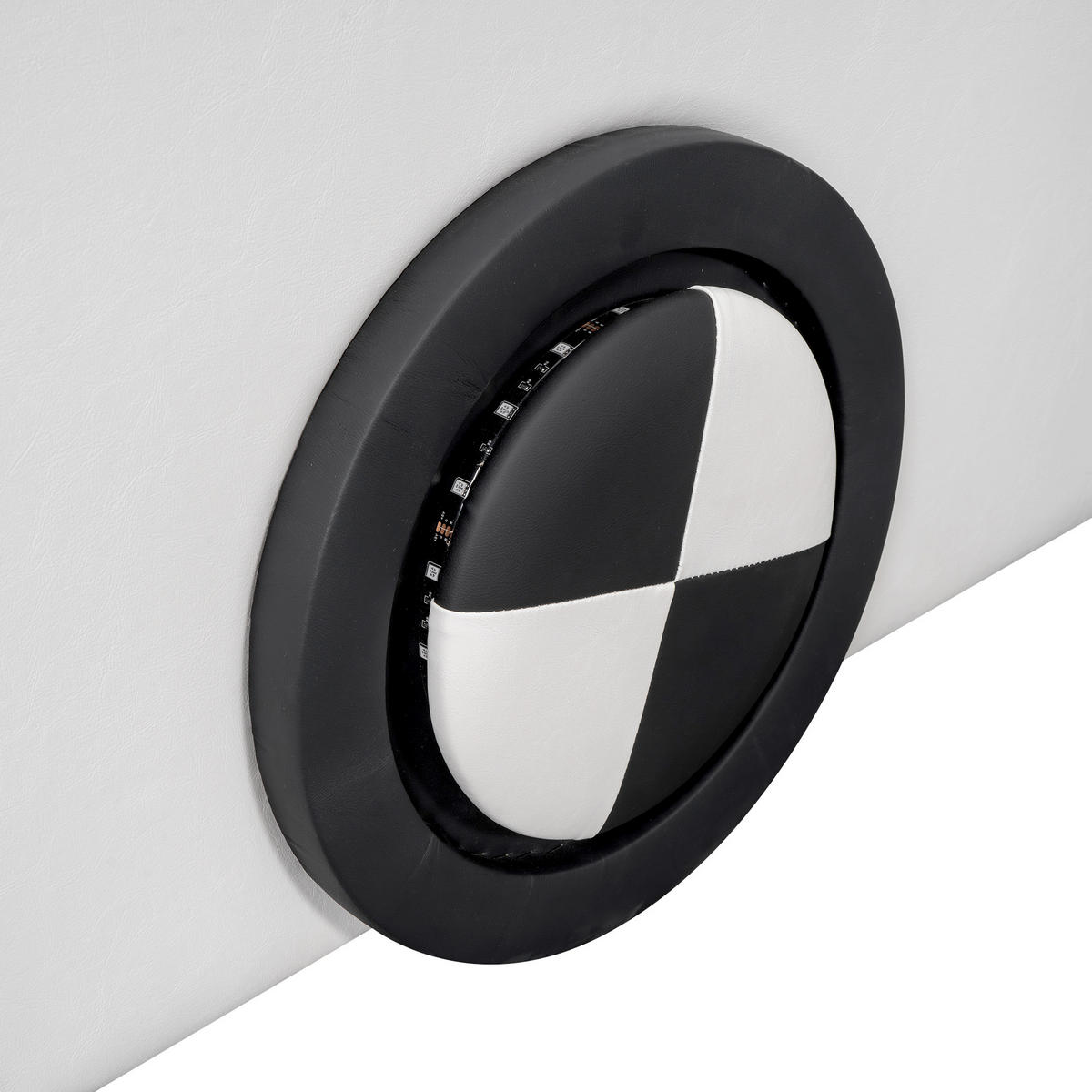 POLSTERBETT 90x200cm Weiß PU Autobett leuchtende Räder Stauraum - Weiß, Holz - FLIEKS