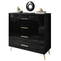 KOMMODE AURA GRIFFE mit Schubladen Beinfarbe – Gold - Schwarz, Holzwerkstoff (95/86/40cm) - Lookway