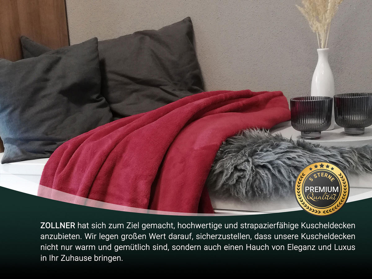KUSCHELDECKE, 220x240 cm, 100% Polyester, Rot - Weinrot, Textil (220/240cm) - Zollner