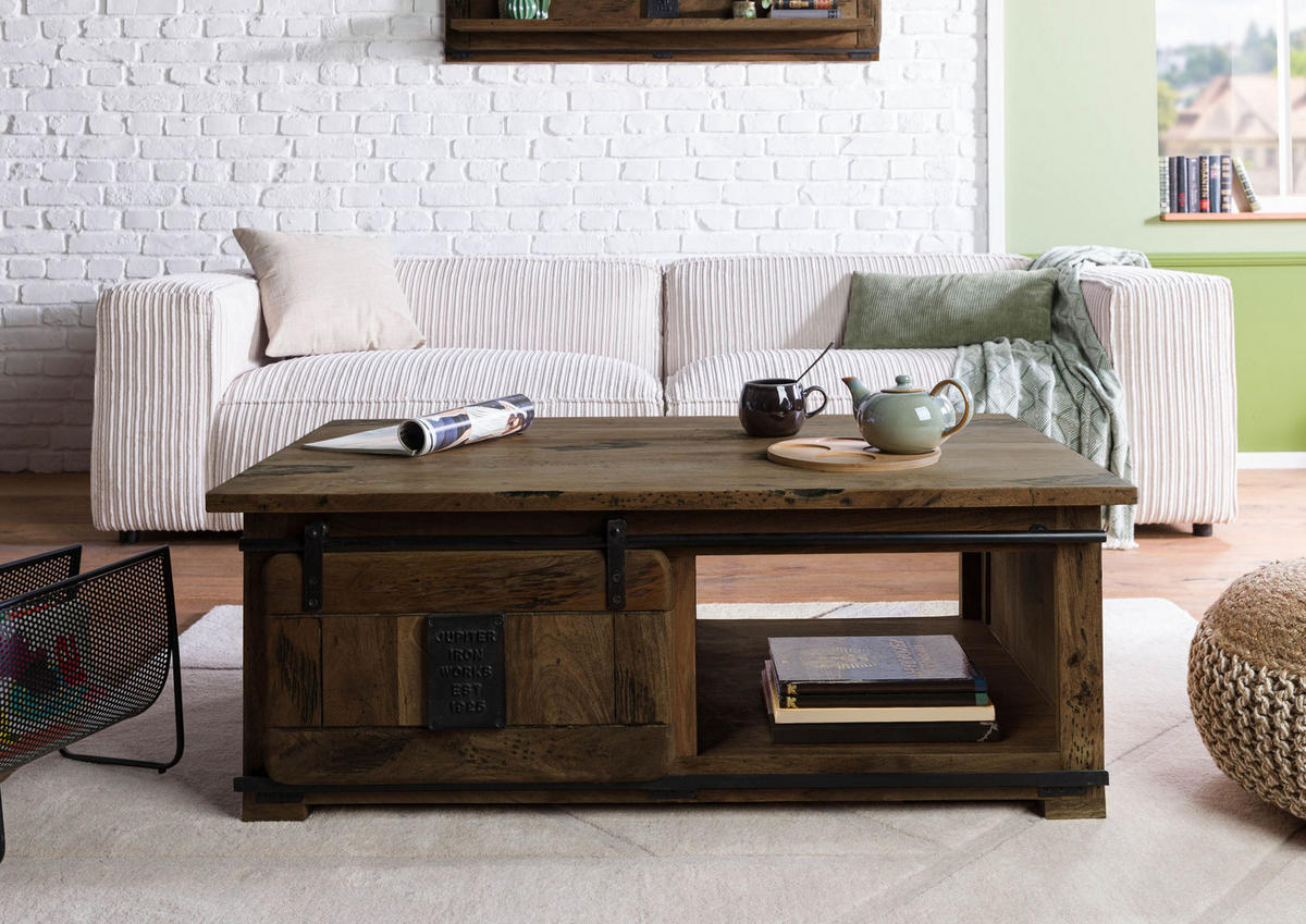 COUCHTISCH Mango 120x70x45 braun lackiert RAILWAY #4007 - Braun, Holz (120/70/45cm) - Massivmoebel24