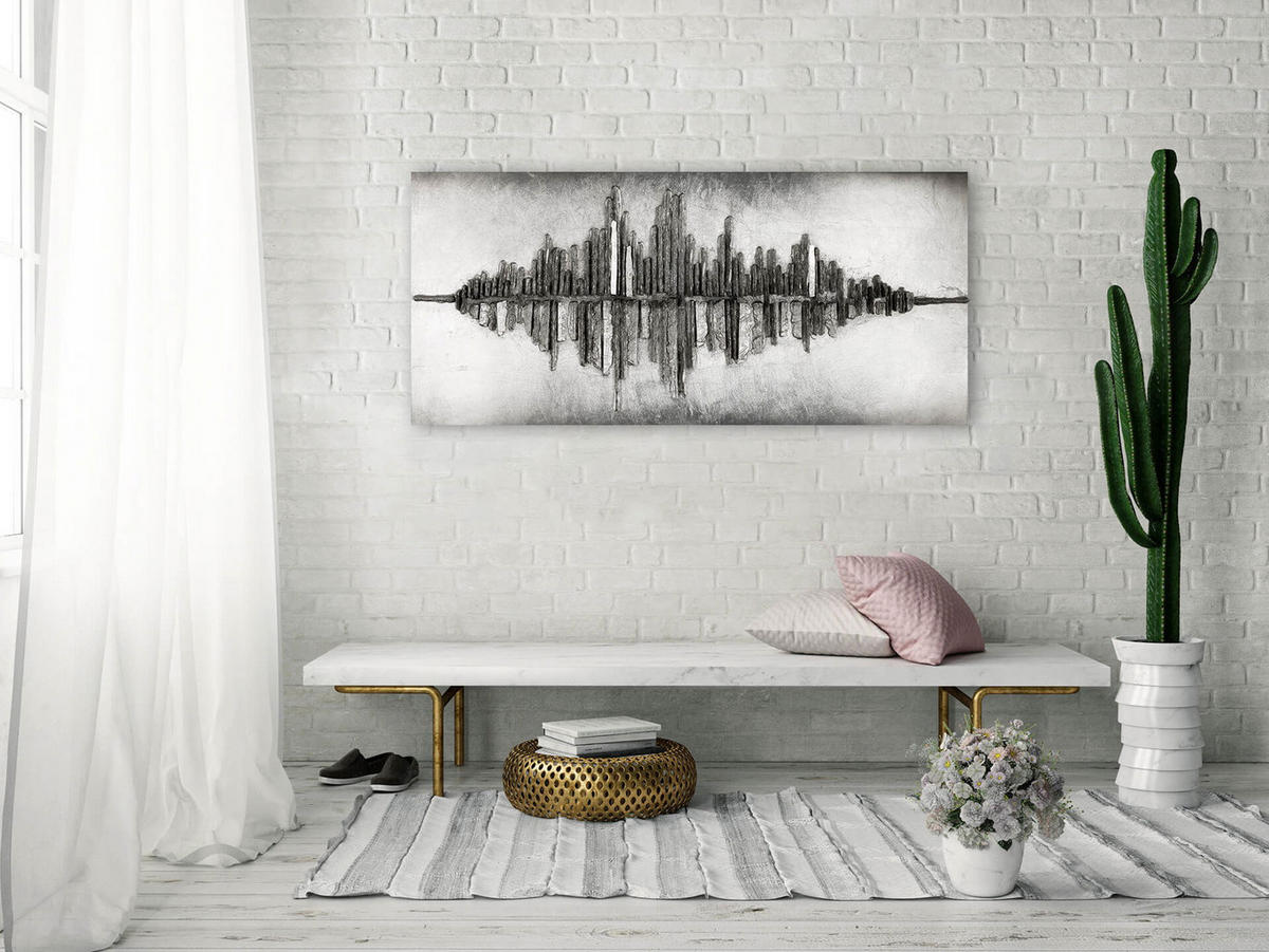 HOLZBILD Silber 120/55 cm - Silberfarben, Holz (7.6/55cm) - KUNSTLOFT