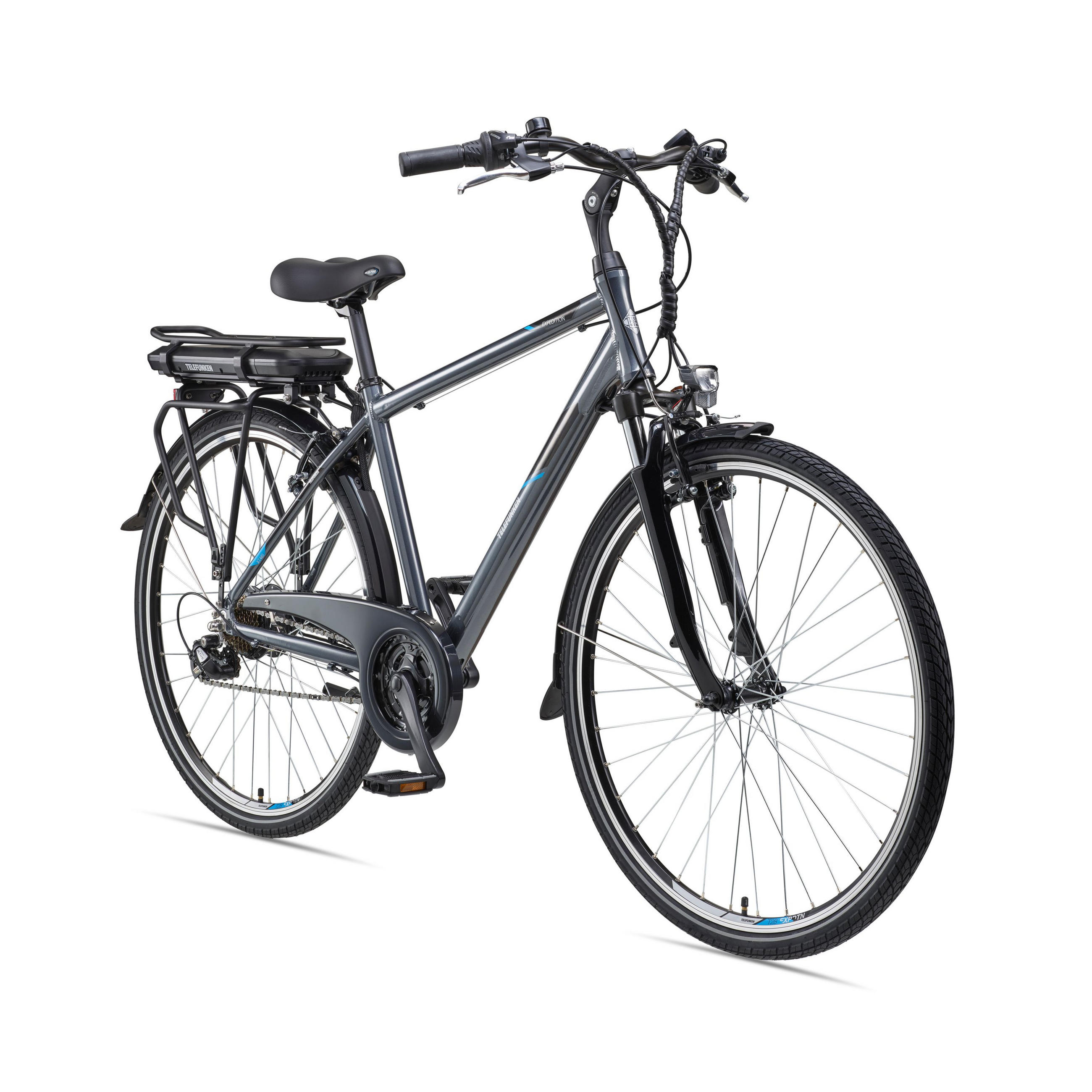 E-BIKE XT481 Trekking Elektrofahrrad 21-Gang Shimano Kettenschaltung, Pedelec, 10Ah, 36V Akku - Anthrazit, Metall (110cm) - Telefunken