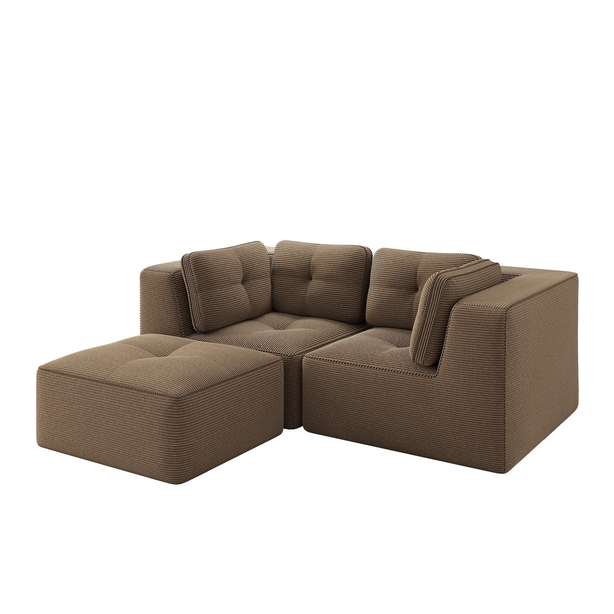 ECKSOFA Cord Braun mit Kissen - Braun, Textil (208/177cm) - WISHDOR