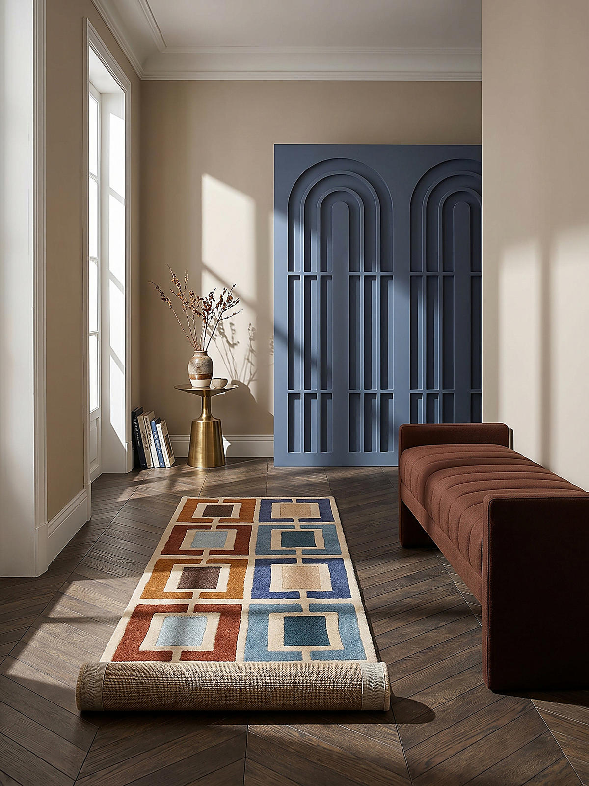 WOLLTEPPICH DERWENT, geometrisch, Blau-Bunt, 60 x 230 cm - Multicolor, Textil (60/230cm) - KADIMA DESIGN