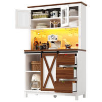 BUFFET 104/40/180 cm Weiß aus MDF, Glas und Metall mit LED - Weiß, Glas (104/180/40cm) - OKWISH