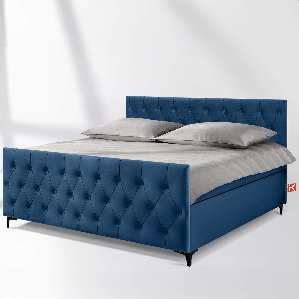 POLSTERBETT ARDEA, Marineblau - Schwarz/Dunkelblau, Holz/Holzwerkstoff (180/200cm) - KONSIMO®