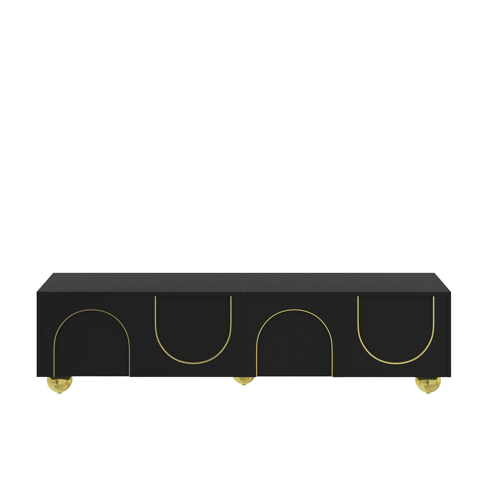 TV-LOWBOARD Schwarz-Goldfarben 170/38/44 cm - Schwarz, Holzwerkstoff (170/44/38cm) - PANGIVO