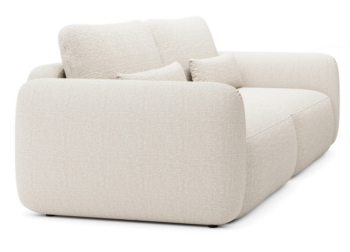 SCHLAFSOFA 240 cm Lumina, Chenille, Bettkasten, Creme - Creme, Holz (238/87/103cm) - Emporius