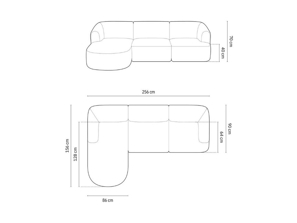 MODULARES-ECKSOFA links Campi aus Cord schwarz 4 Sitzplätze - Schwarz, Textil (156/256cm) - Cosmopolitan Design