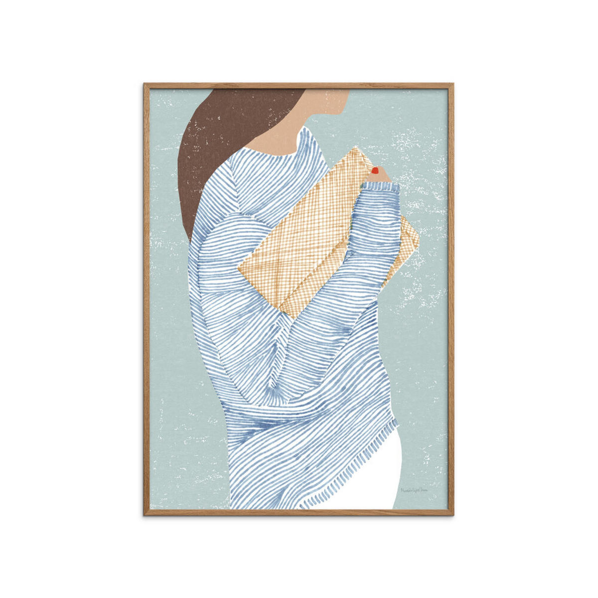 POSTER mit Rahmen Wild Apple - Striped I - Blau/Eichefarben, Holz/Papier (70/100cm) - Poster&Frame