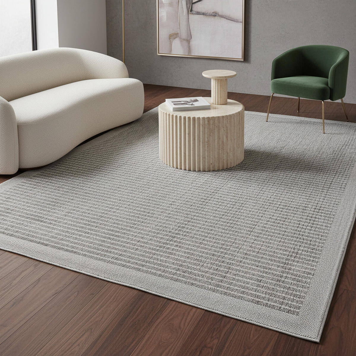 TEPPICH Outdoor Flachgewebe Uni-Farbe Polypropylen Balkon Grau Rechteckig 160x230 - Grau, Textil (160/230cm) - KADIMA DESIGN