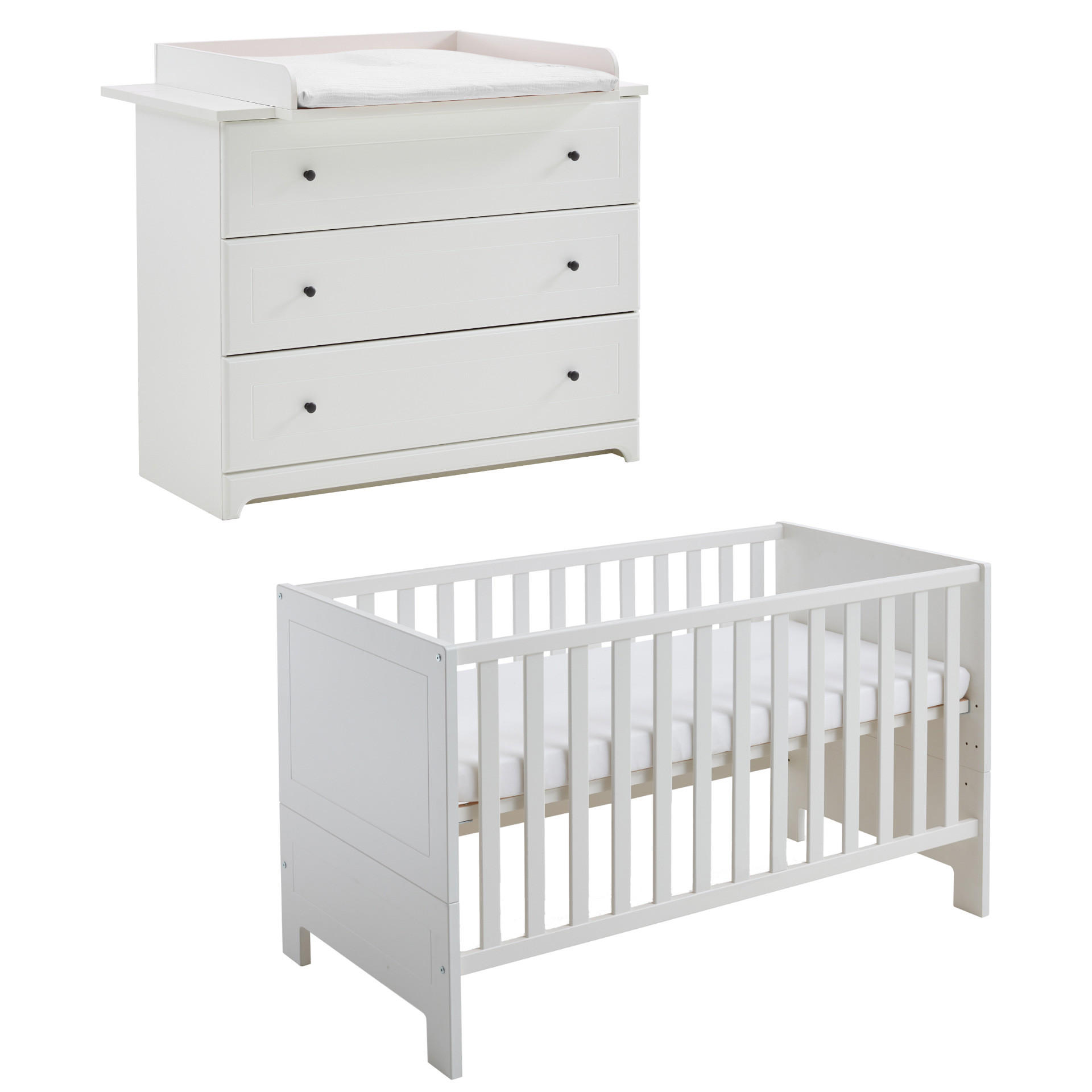 BABYZIMMER SET Thilo 2-tlg. Wickelkommode Babybett - Schwarz/Weiß, Holzwerkstoff/Metall (1/1/1cm) - arthur berndt