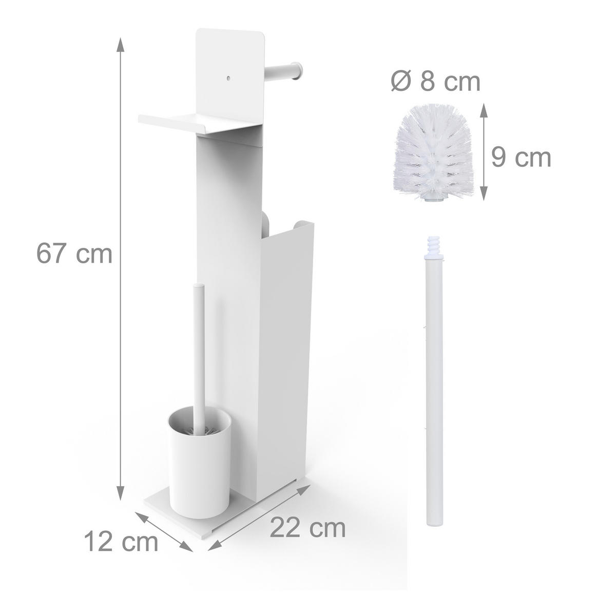 WC-GARNITUR - Weiß, Kunststoff/Textil (22/67/12cm) - Relaxdays