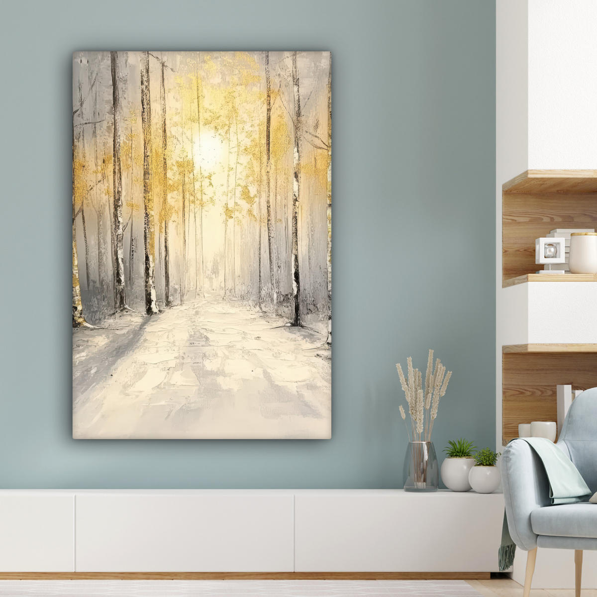 LEINWANDBILD Winter - Abstrakt - Schnee - Natur - Sonne 80x120 cm - Grau, Textil (80/120cm) - MuchoWow