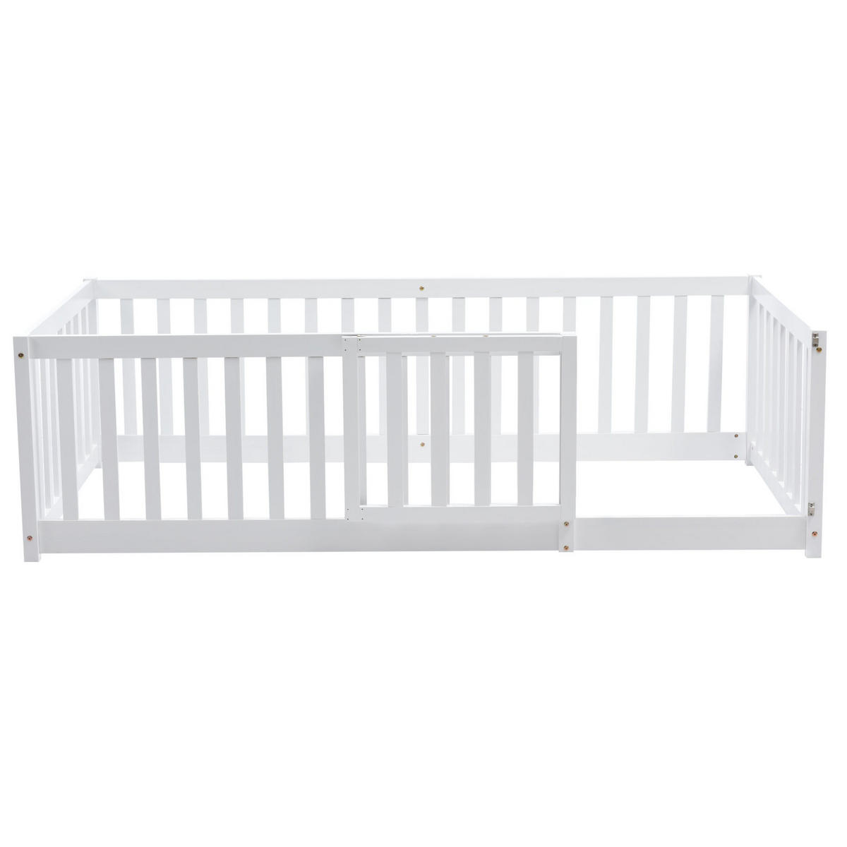 DETSKÁ posteľ 90/200 cm biela s ohrádkou a dvierkami z masívneho dreva - biela, drevo (90/200cm) - OKWISH