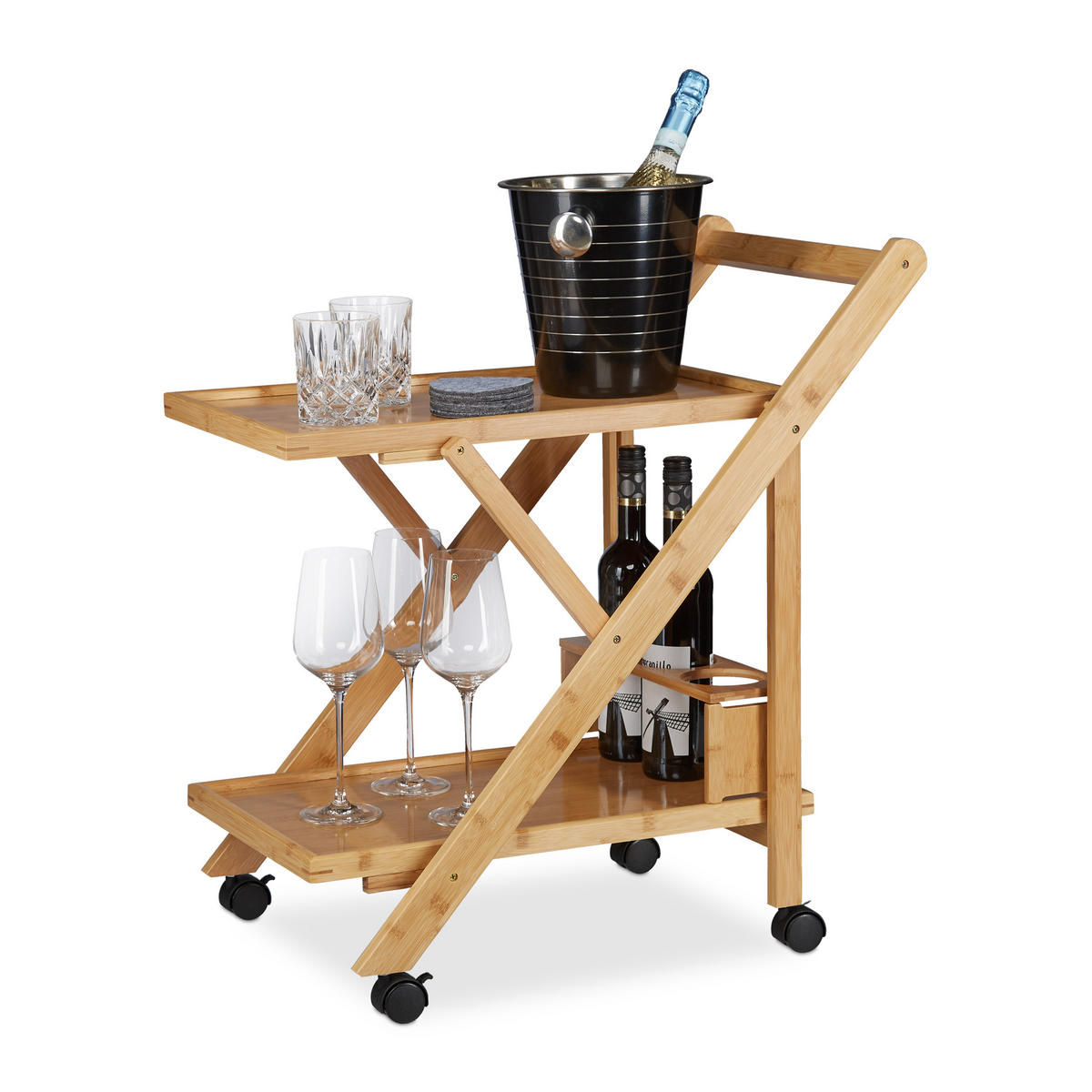 KÜCHENWAGEN - Hellbraun, Holz/Holzwerkstoff (40.5/70/65cm) - Relaxdays
