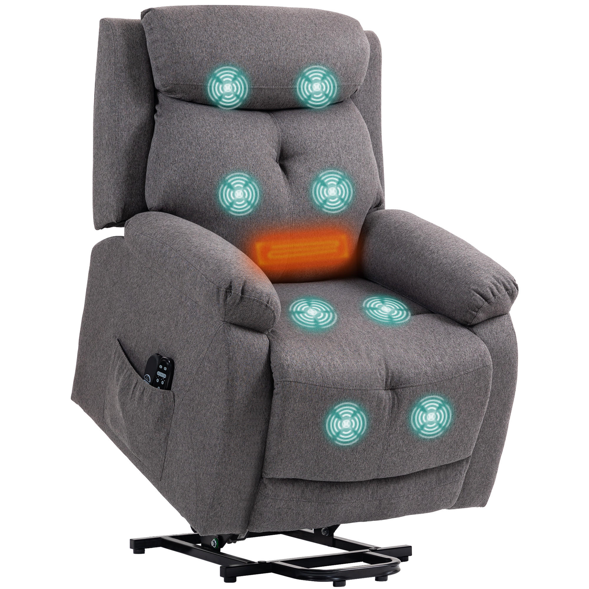 MASSAGESESSEL DE-15400 mit Massage, Heizung und USB Grau - Grau, Metall (86/105/94cm) - ComfortXL