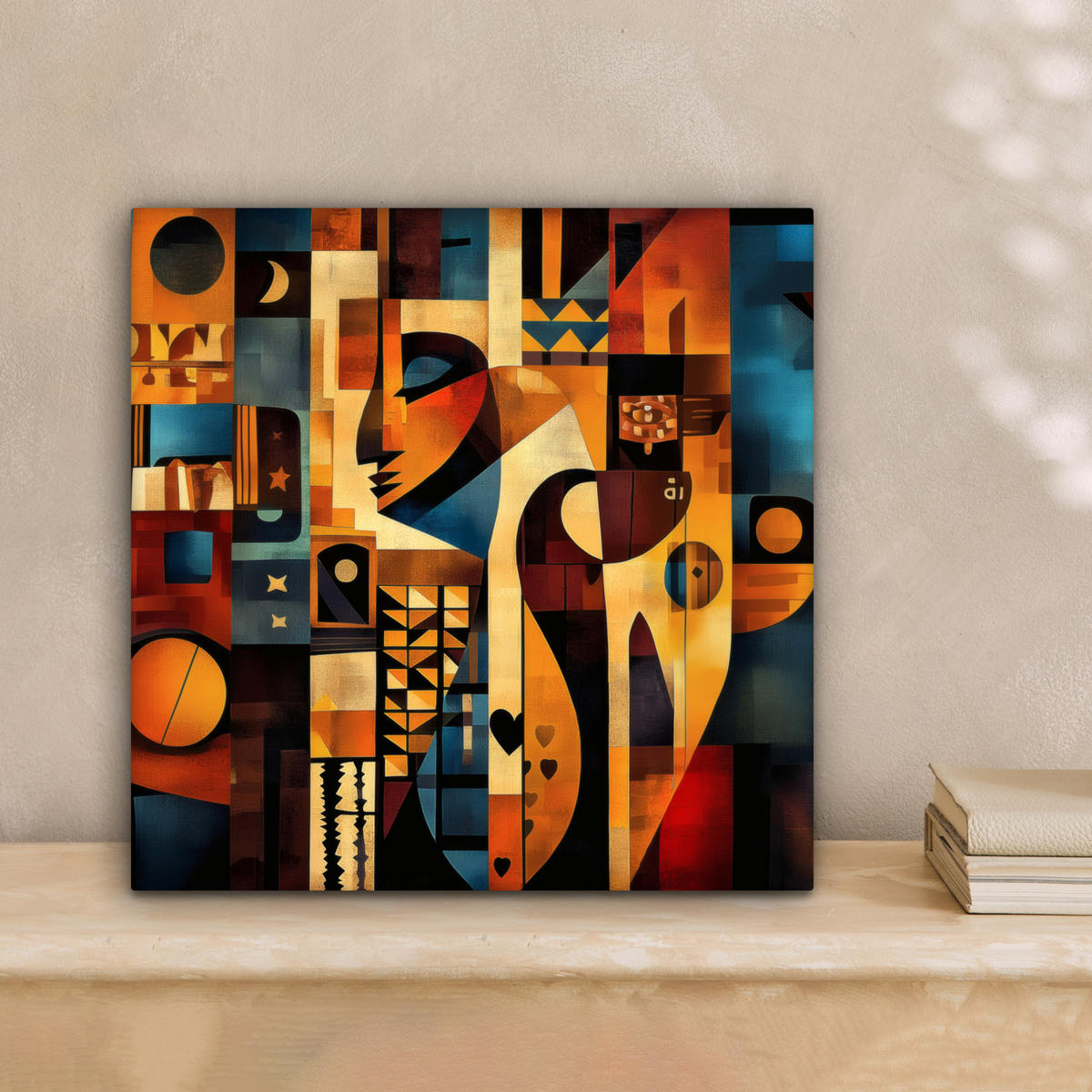 LEINWANDBILD Figuren - Abstrakt - Symbole 20x20 cm - Terracotta, Textil (20/20cm) - MuchoWow