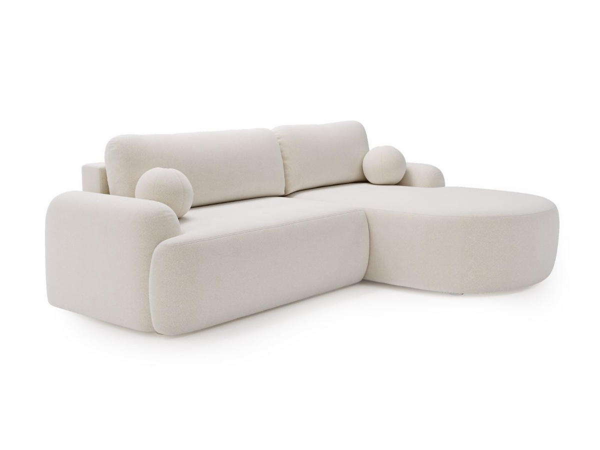 ECKSOFA Aurio weiß Rechts - Weiß, Holz/Textil (261/177cm) - Graingold