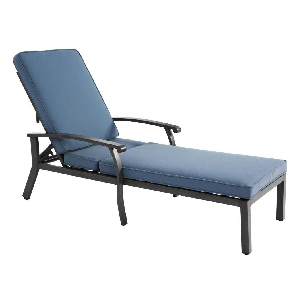 GARTENLIEGE Sonnenliege,5-Fach höhenverstellbare Rückenlehne,Blau - Blau, Metall (58/100/204cm) - LVHOM