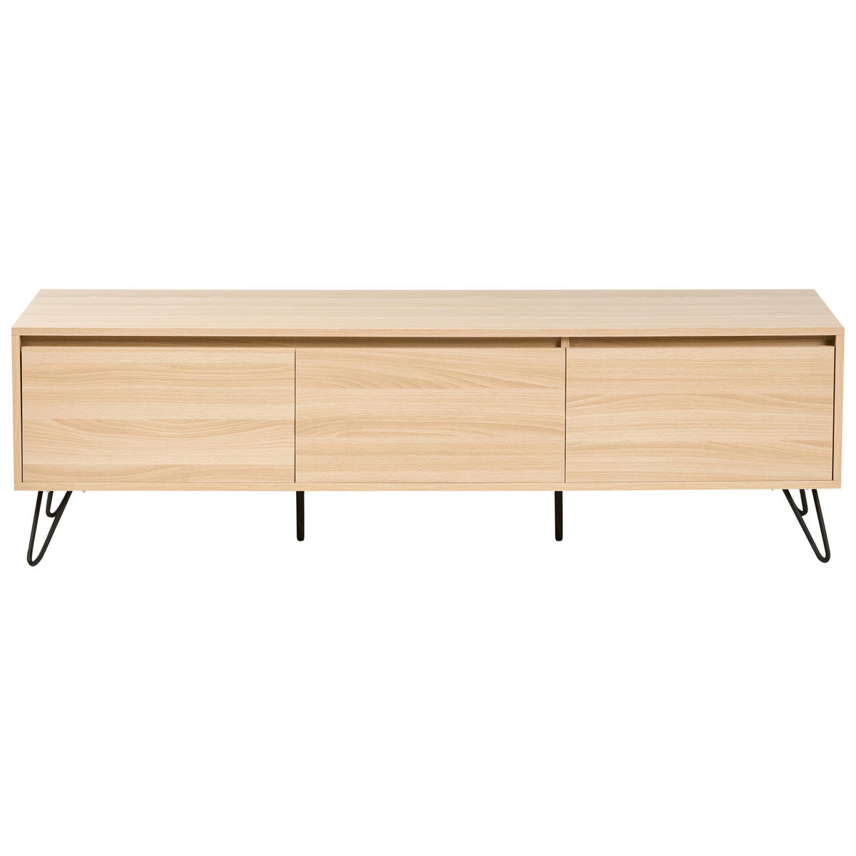 TV-MÖBEL Hellbraun Cardigan - Hellbraun/Schwarz, Holzwerkstoff (150/45/40cm) - Beliani